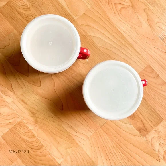 Good Cook Red Stoneware 16oz Mug Soup Bowl with Lid Set of Two - Picture 8 of 13